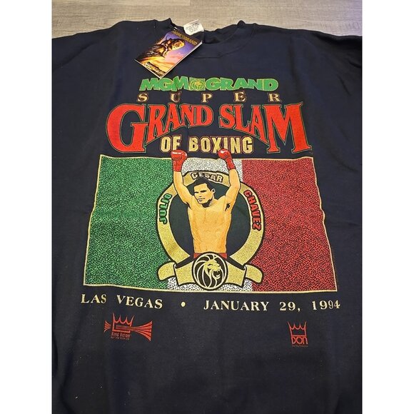 MGM Grand Slam 1994 Julio Chavez Vintage Sweatshirt XL Deadstock Boxing Tag RARE - Picture 3 of 11